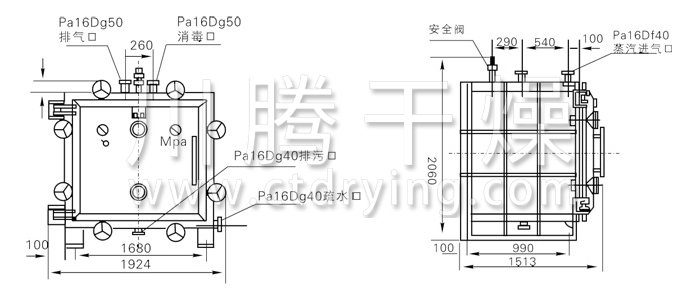 方形靜態(tài)真空干燥機結(jié)構(gòu)示意圖