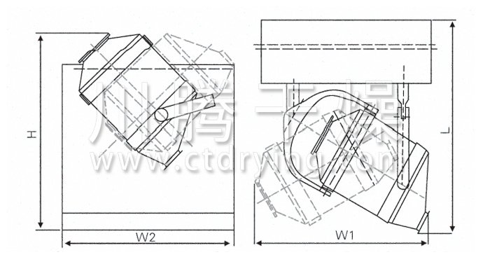 三維運(yùn)動混合機(jī)結(jié)構(gòu)示意圖